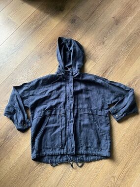 Casual Navy Hooded Jacket